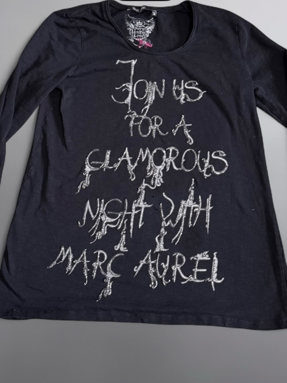 Marc Aurel Vintage Embellished Logo Long Sleeve Shirt